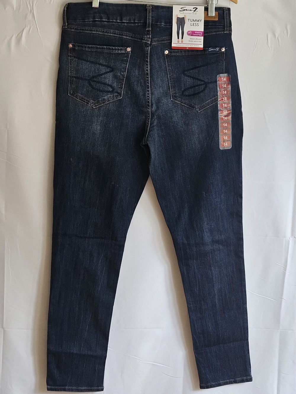 Seven 7 Tummyless High Rise Skinny Jeans Women's Size 14 Dark Wash NWT - Picture 5 of 15
